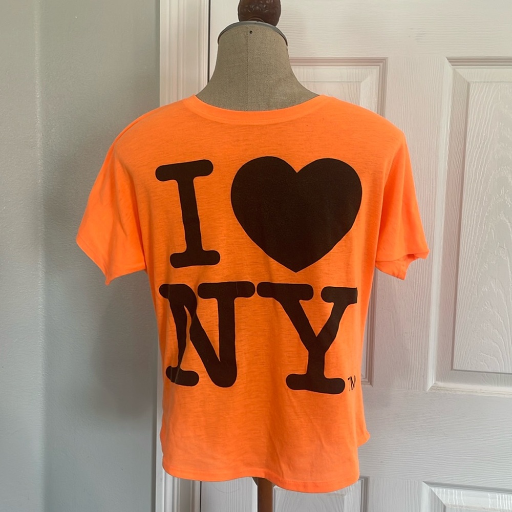 I love NY New York T-shirt short sleeve orange cotton unisex men women small S